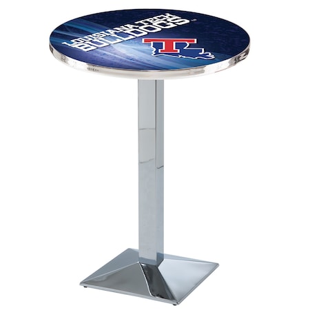 Holland Bar Stool Co 36" Chrome Louisiana Tech Pub Table, 36" dia. Top L217C3636LaTech-D2
